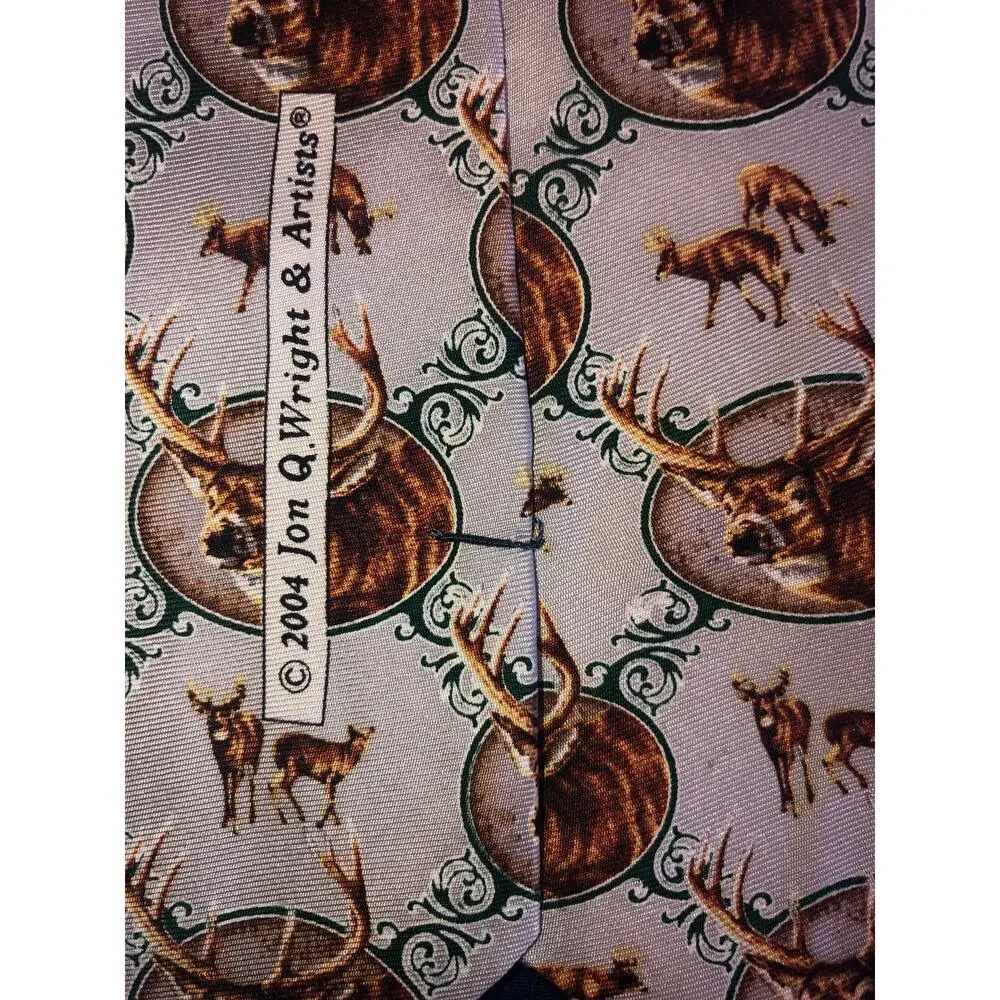 Vintage Bucks Does Stag Silk Mens Tie Reindeer Jon Q Wright Artist 2004